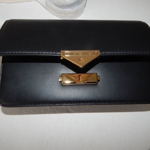 Michael Kors CECE Medium Flap Structured Clutch Chain Shoulder Bag Black NWT - Picture 10 of 13